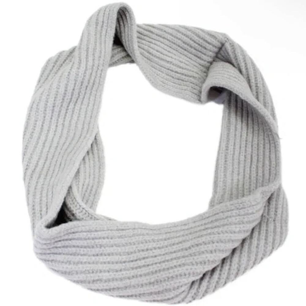 NEW Hat Attack Lodge Loop Light Grey Soft Ribbed Thick Knit Scarf One Size - Picture 2 of 7